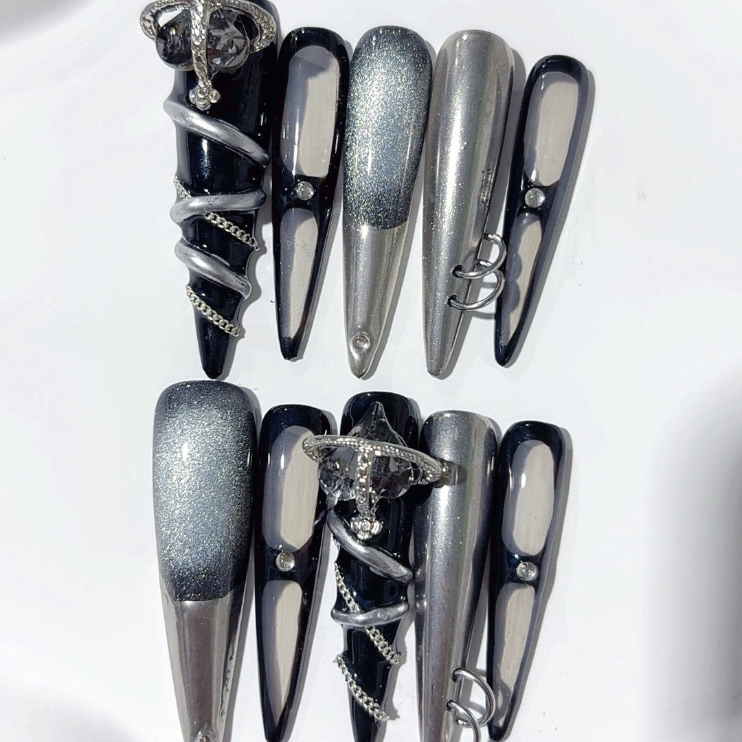 Future Lover Girl by Gattina, luxury hand-crafted press-on nails