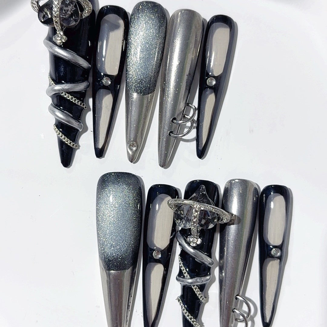 Future Lover Girl by Gattina, luxury hand-crafted press-on nails
