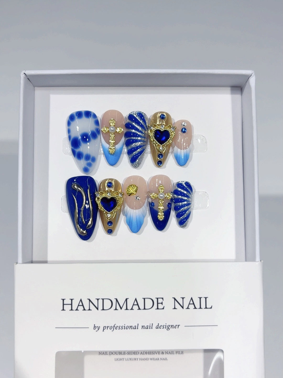 Royal Sapphire: "Ocean Crown" – Almond Press-Ons – Image 6