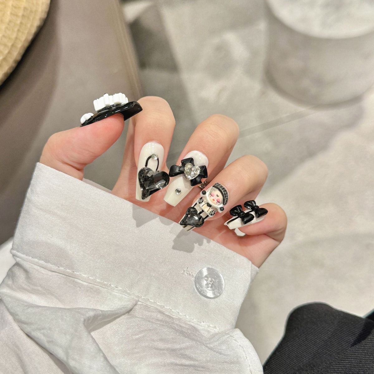 Porcelain Doll by Gattina, luxury hand-crafted press-on nails