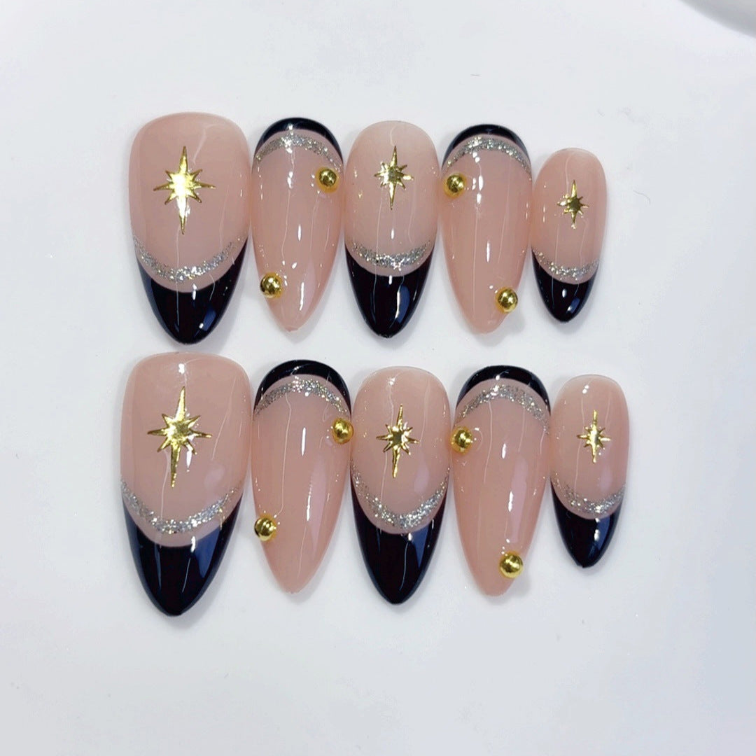 Celestial Noir by Gattina, luxury hand-crafted press-on nails