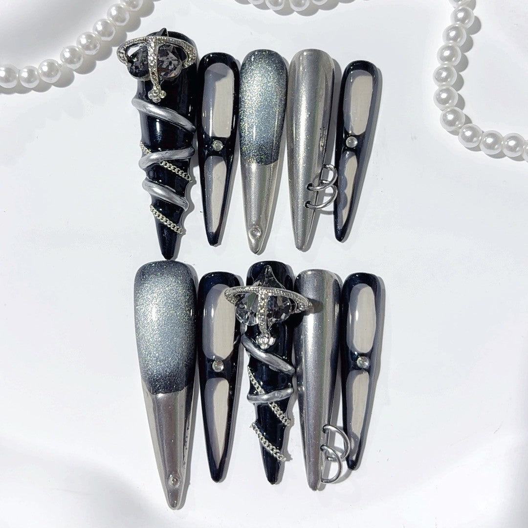 Future Lover Girl by Gattina, luxury hand-crafted press-on nails