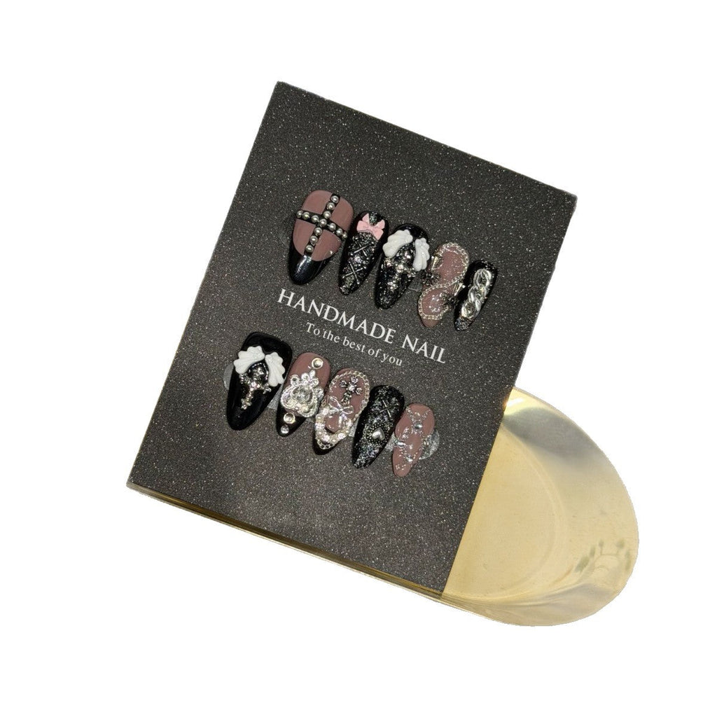 Dark Academia Collection: "Gothic Plaid" – Short Square Press-On Nails – Image 3