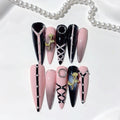 Black Blush Gothic Extra Long Press On Nails – Image 3