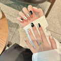 Noir Checkmate by Gattina, luxury hand-crafted press-on nails