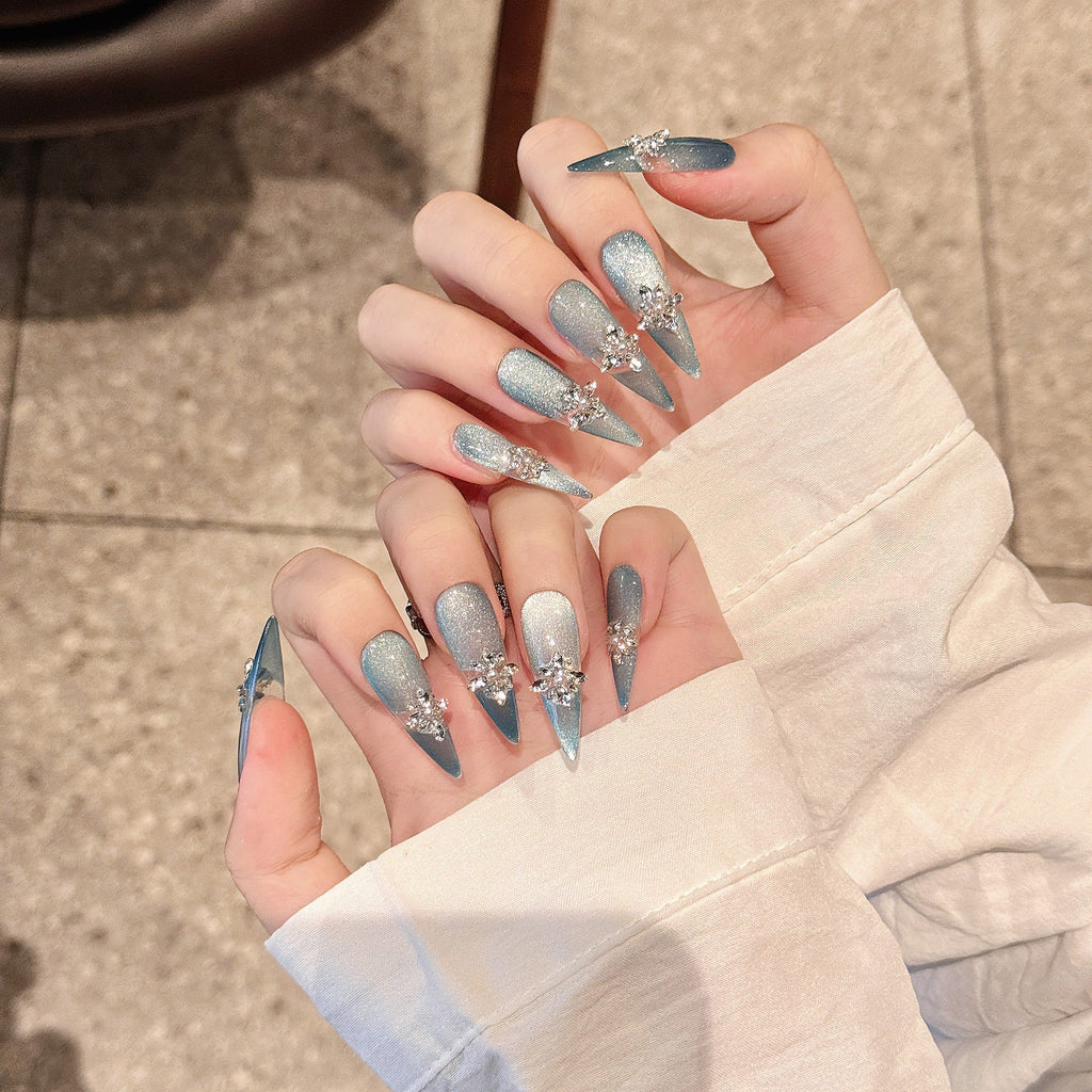 Ice Queen by Gattina, luxury hand-crafted press-on nails