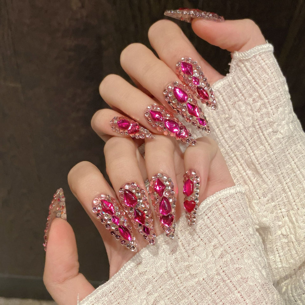 Fuchsia Diva by Gattina, luxury hand-crafted press-on nails