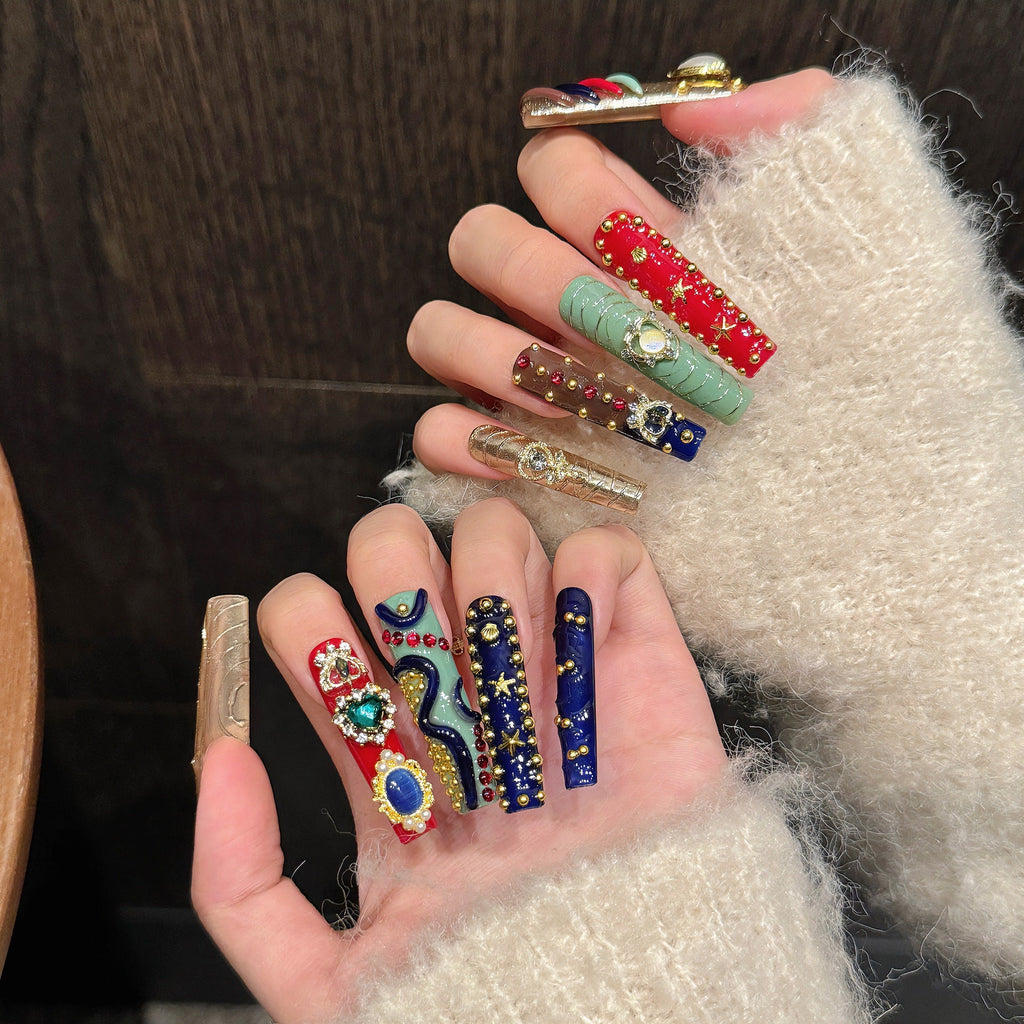 Gilded Heritage by Gattina, luxury hand-crafted press-on nails