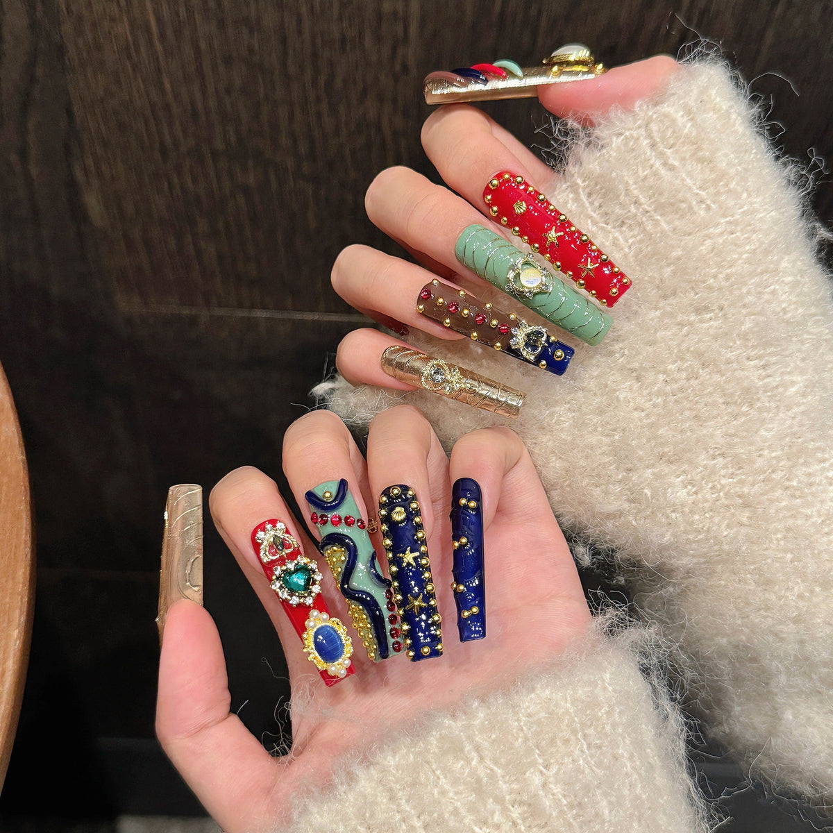 Gilded Heritage by Gattina, luxury hand-crafted press-on nails