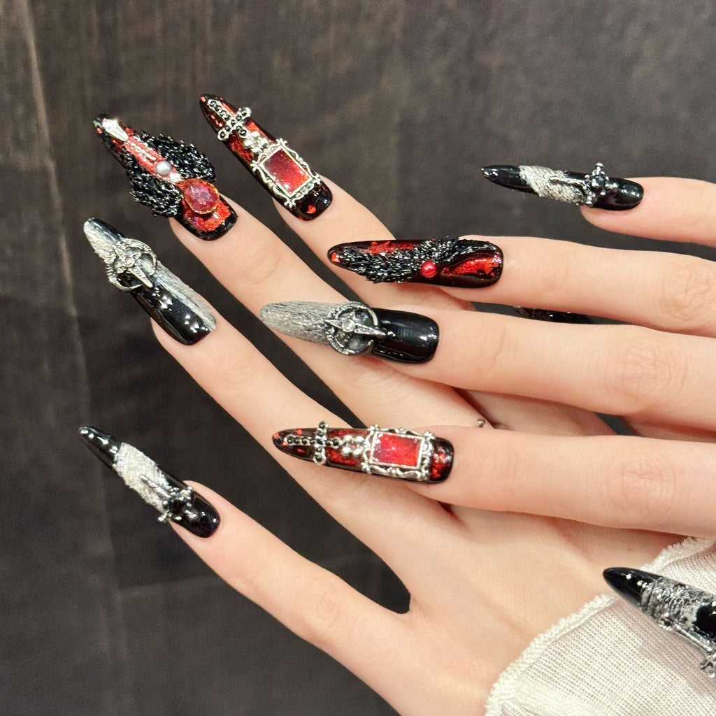 Love Curse by Gattina, luxury hand-crafted press-on nails