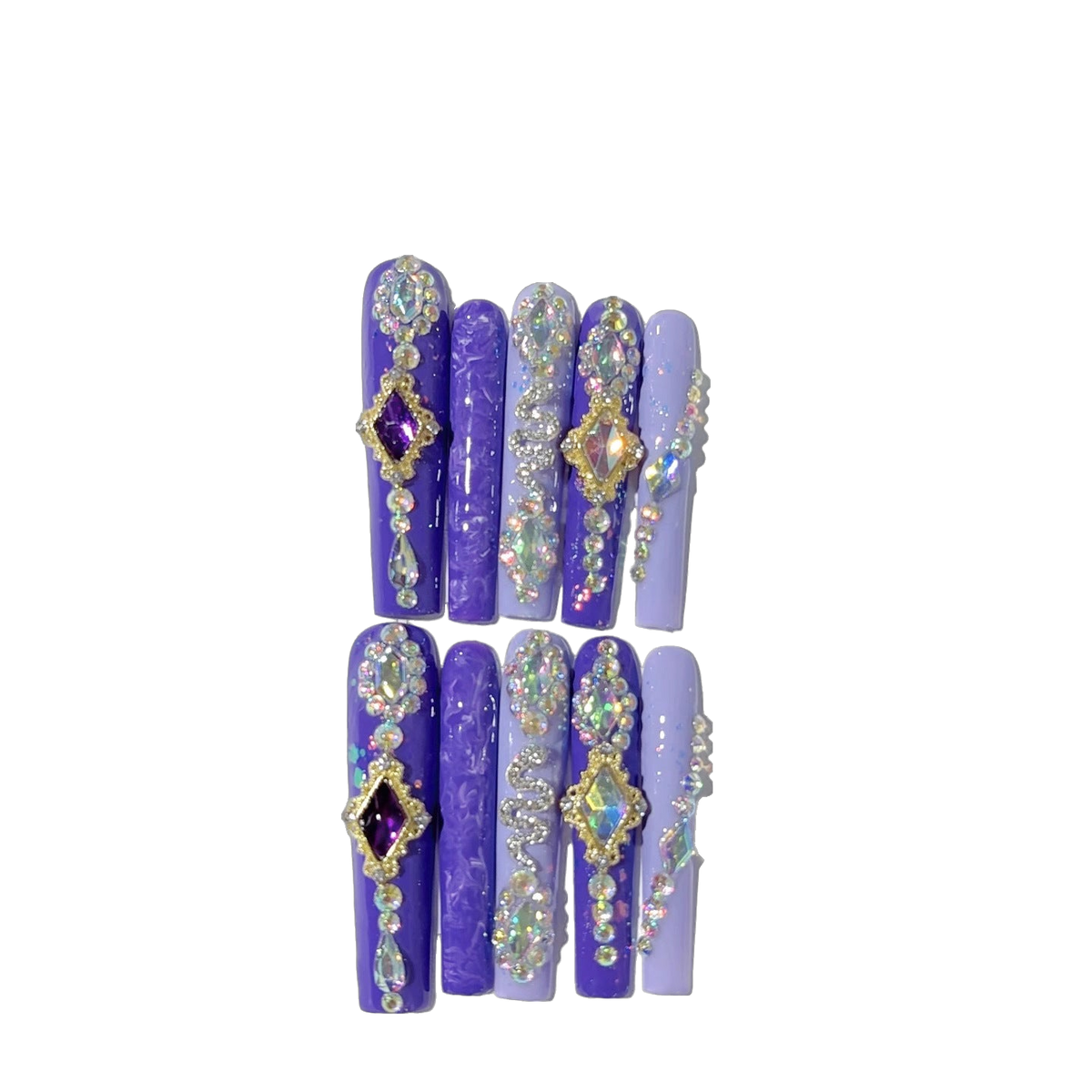 Amethyst by Gattina, luxury hand-crafted press-on nails