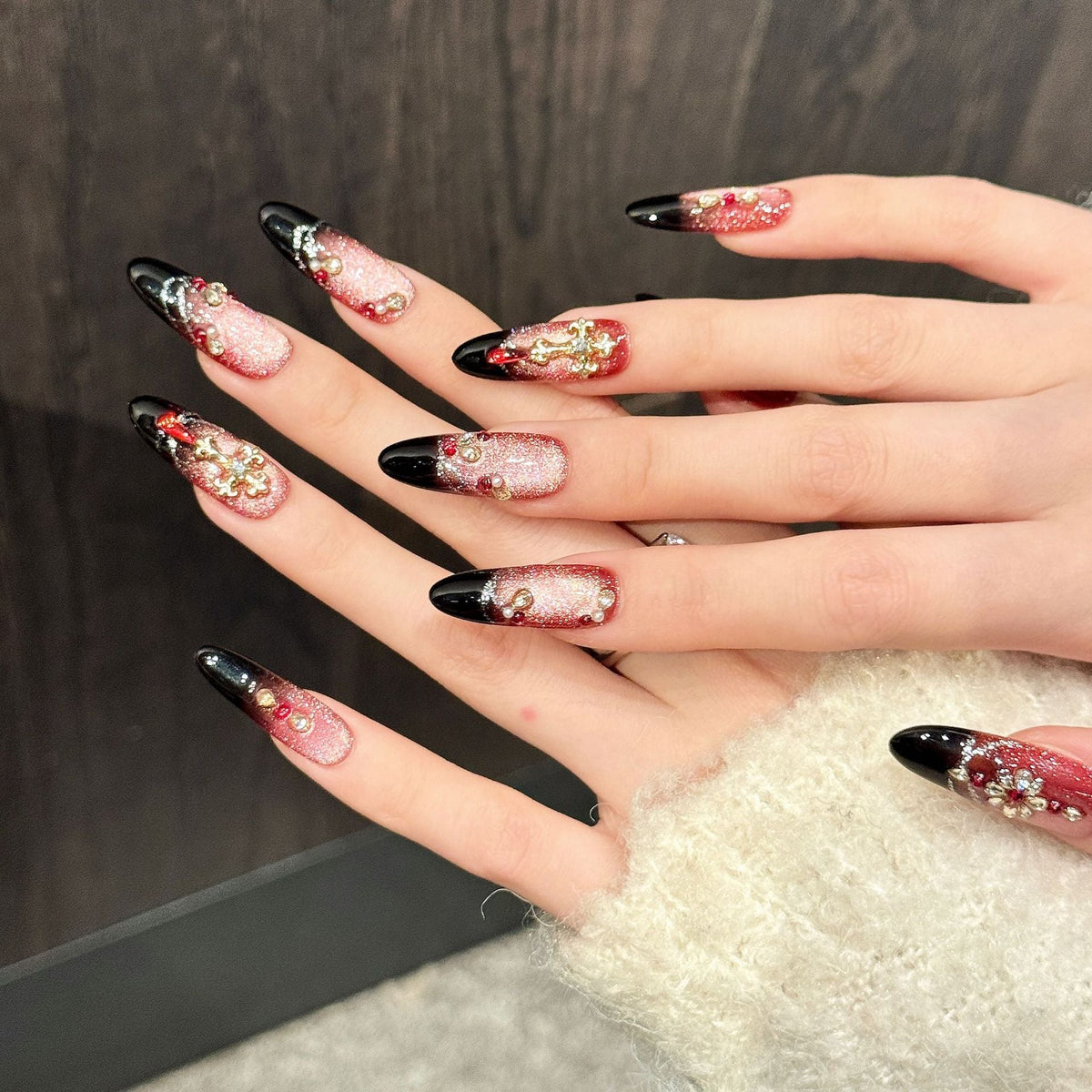 Smoked Rose by Gattina, luxury hand-crafted press-on nails