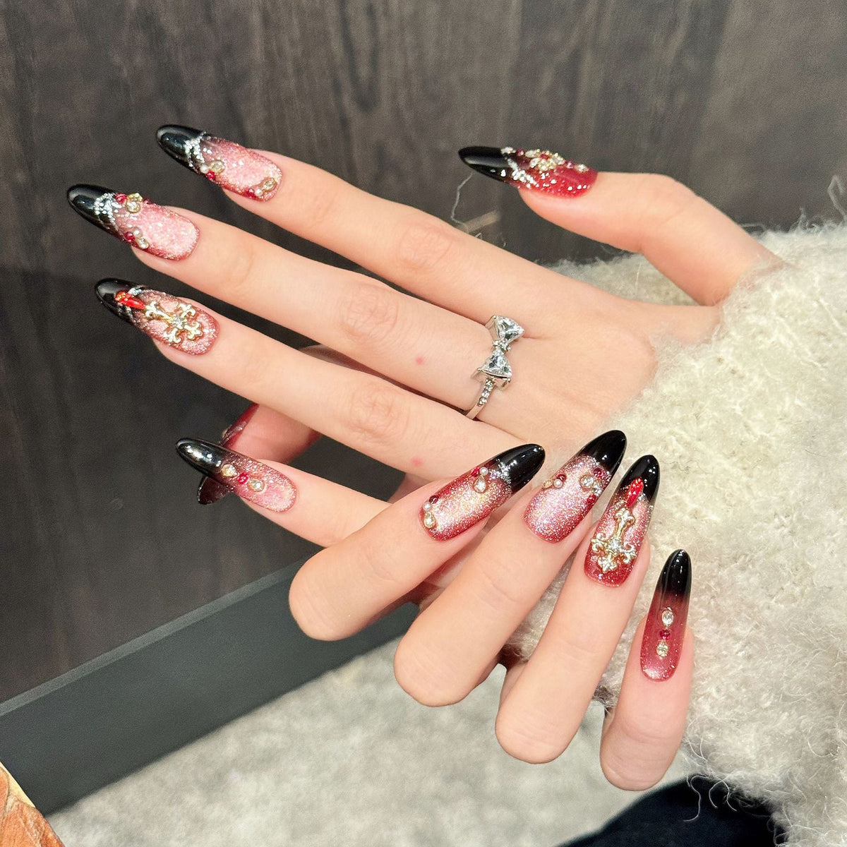 Smoked Rose by Gattina, luxury hand-crafted press-on nails
