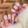 Retro light luxury gemstone cat eye manicure fake nails sub-size red press on nails flash diamond flash nail piece – Image 2