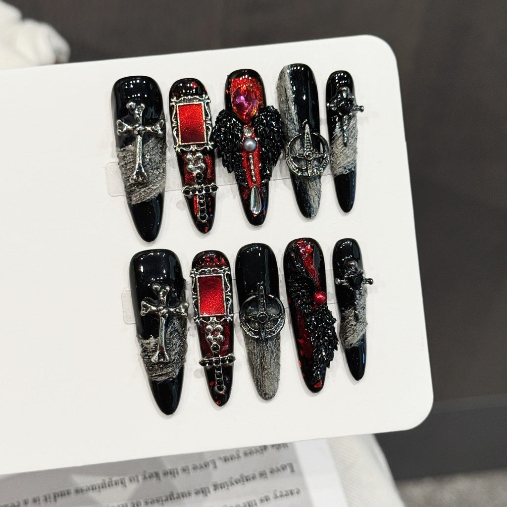 Love Curse by Gattina, luxury hand-crafted press-on nails