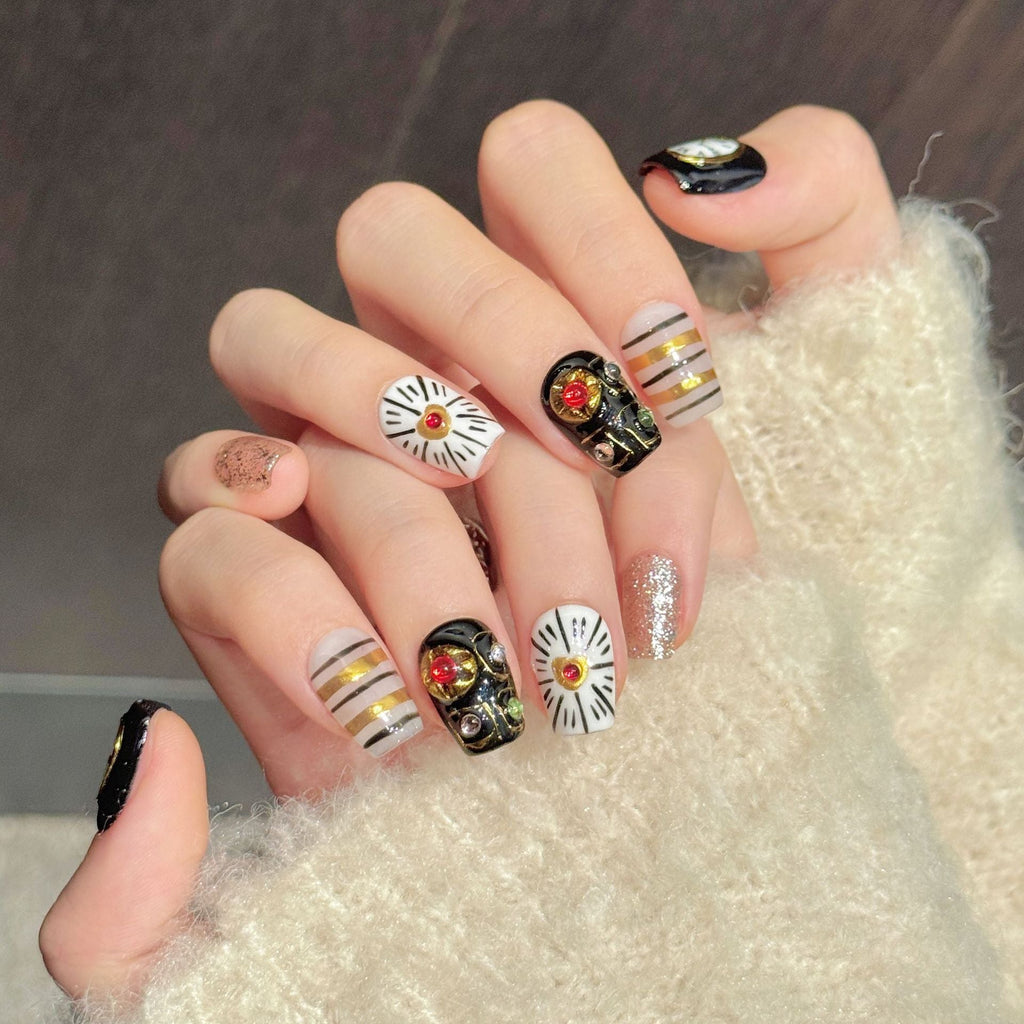 Midnight Hour by Gattina, luxury hand-crafted press-on nails