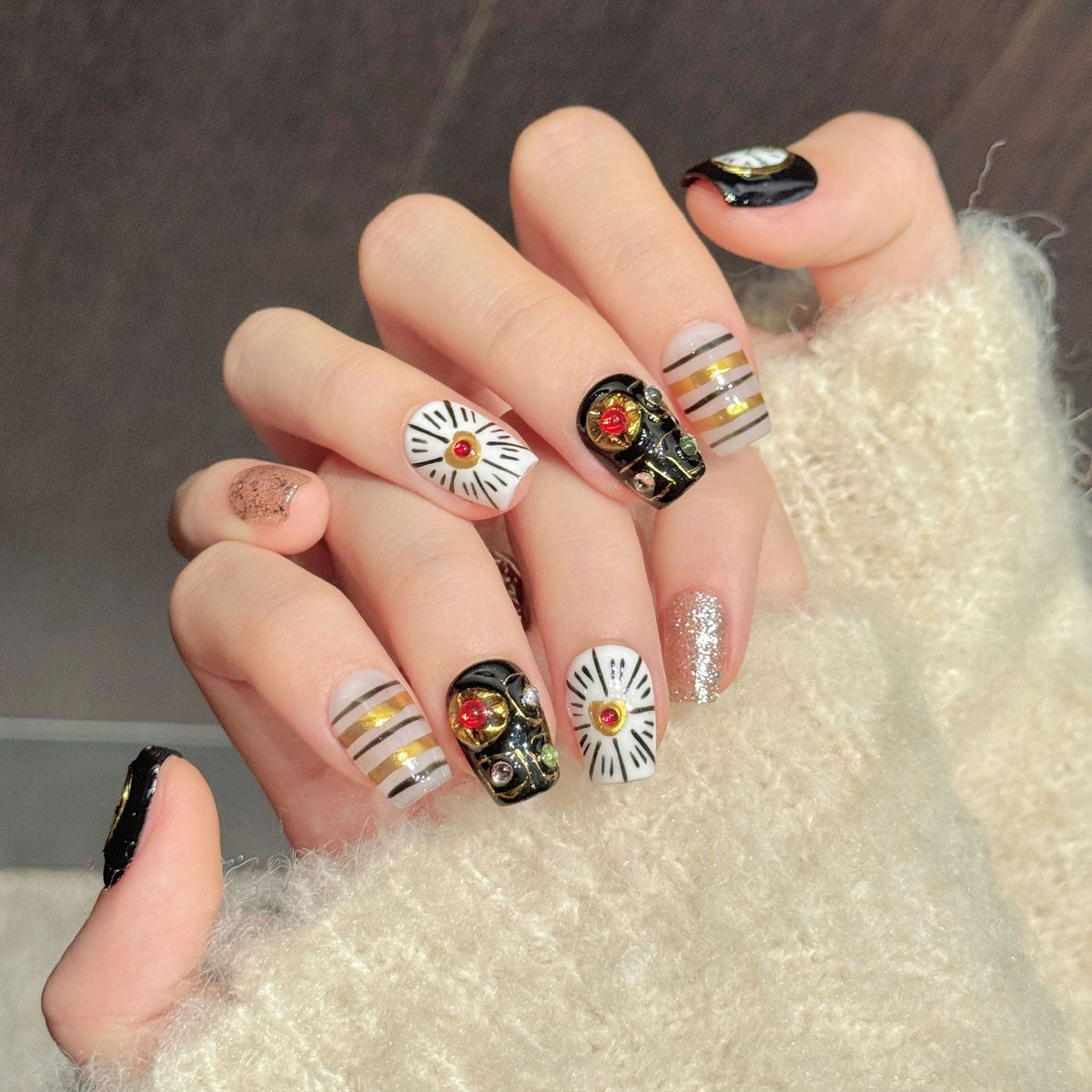 Midnight Hour by Gattina, luxury hand-crafted press-on nails