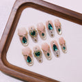 Emerald Empress by Gattina, luxury hand-crafted press-on nails