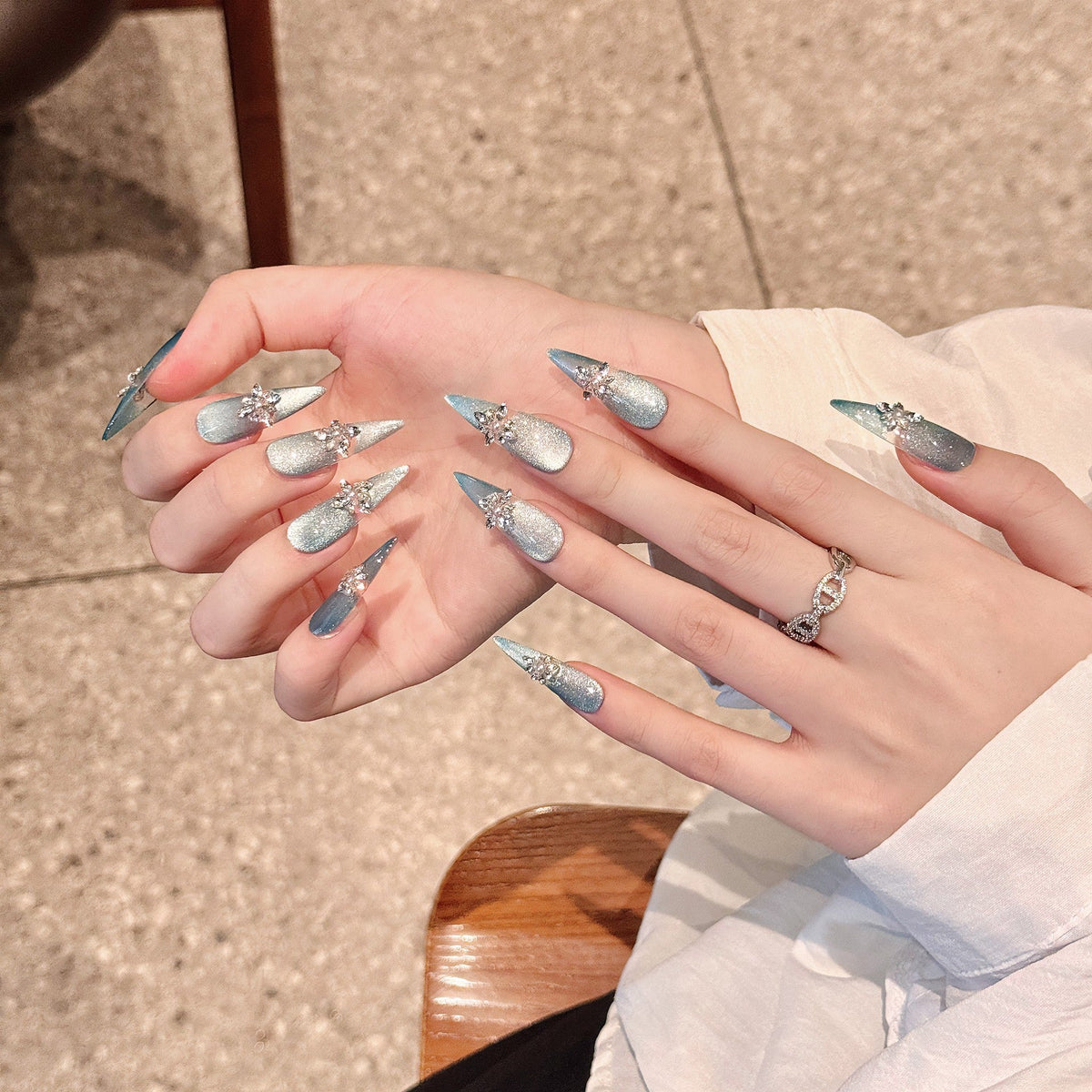 Ice Queen by Gattina, luxury hand-crafted press-on nails