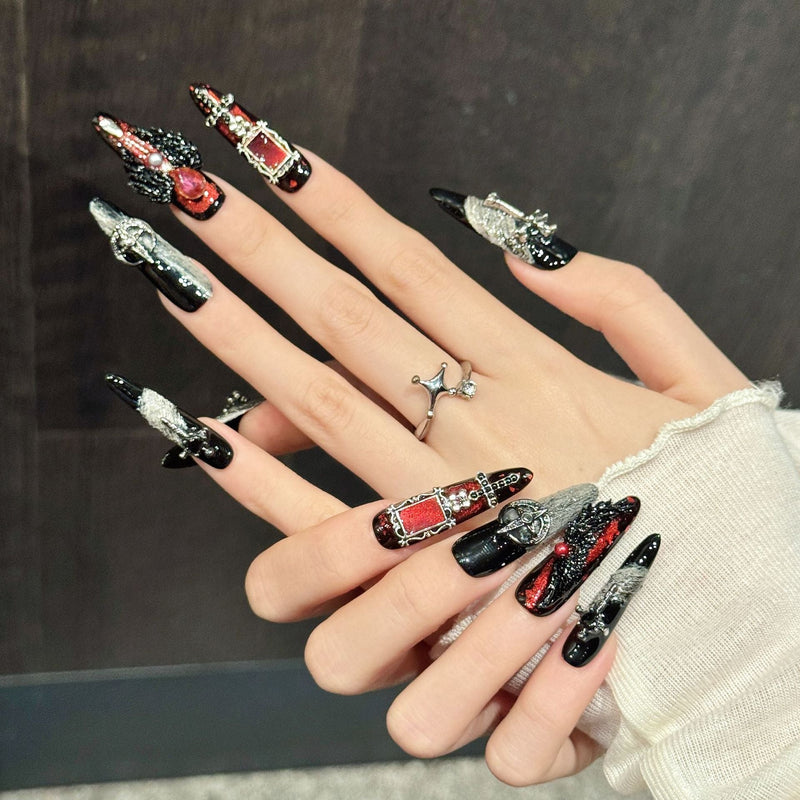 Love Curse by Gattina, luxury hand-crafted press-on nails