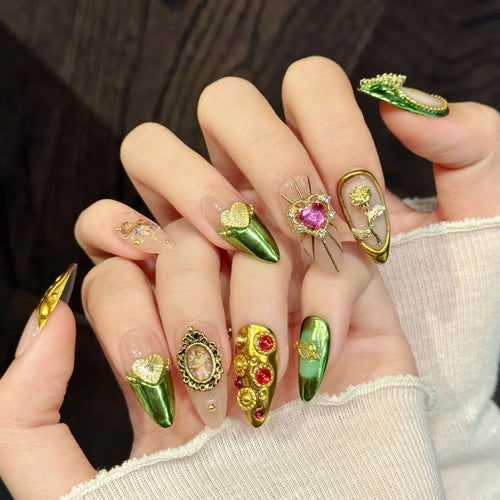 Baroque Dream by Gattina, luxury hand-crafted press-on nails