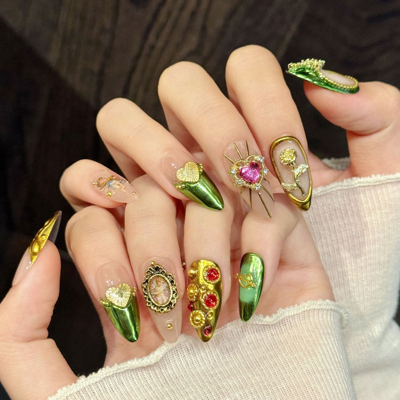 Baroque Dream by Gattina, luxury hand-crafted press-on nails