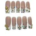 Gemstone Couture Collection: "Jewel Encrusted Nude" – Medium Almond Press-On Nails
