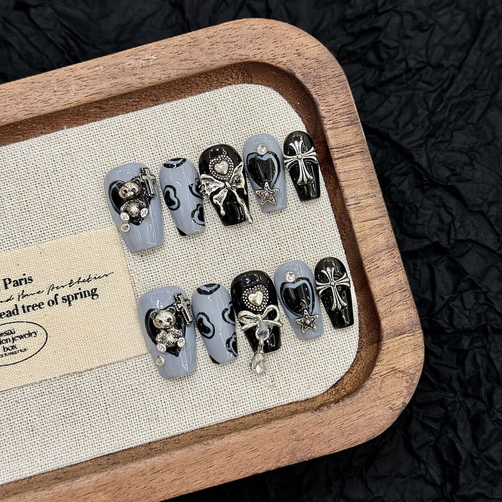 Fallen Angel by Gattina, luxury hand-crafted press-on nails