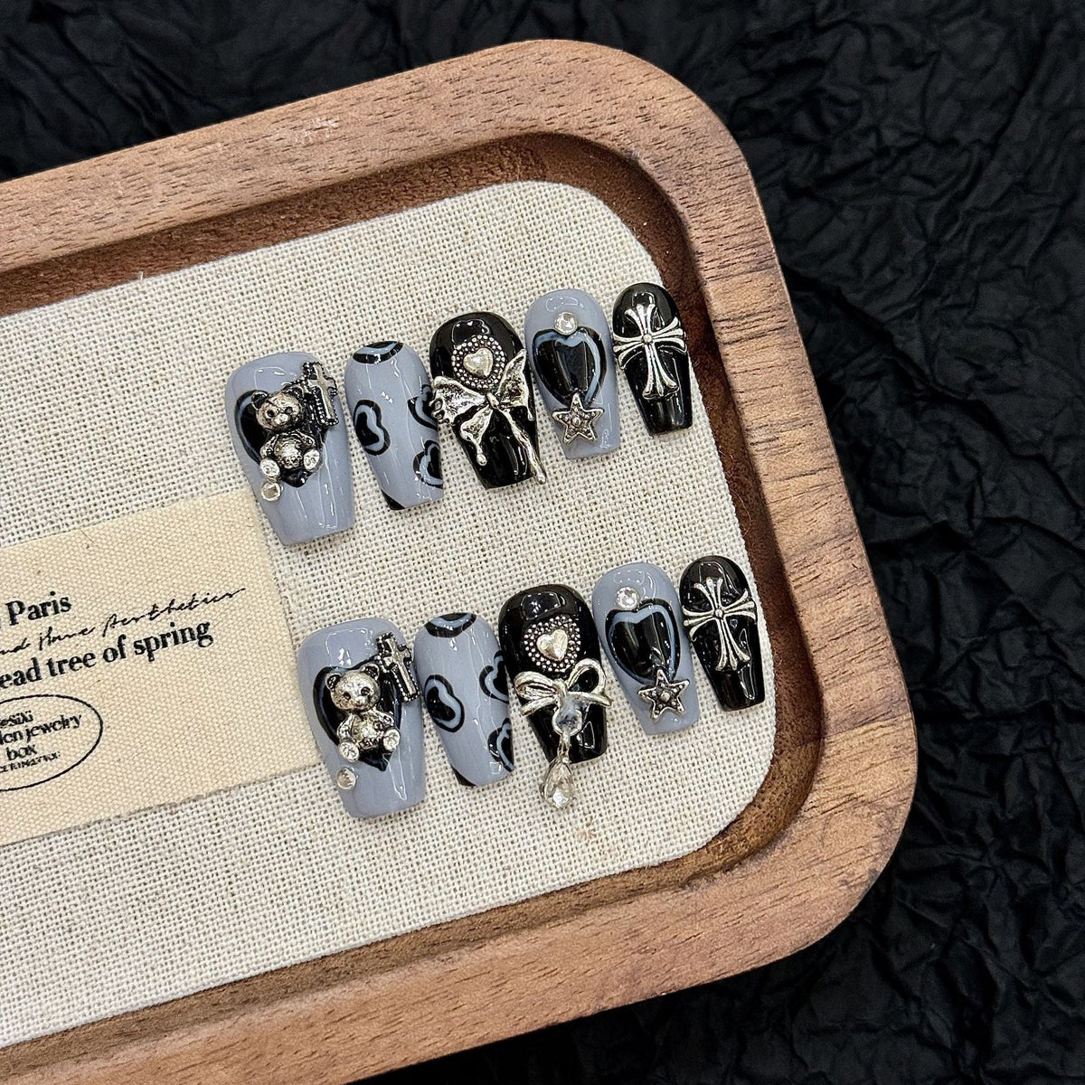 Fallen Angel by Gattina, luxury hand-crafted press-on nails