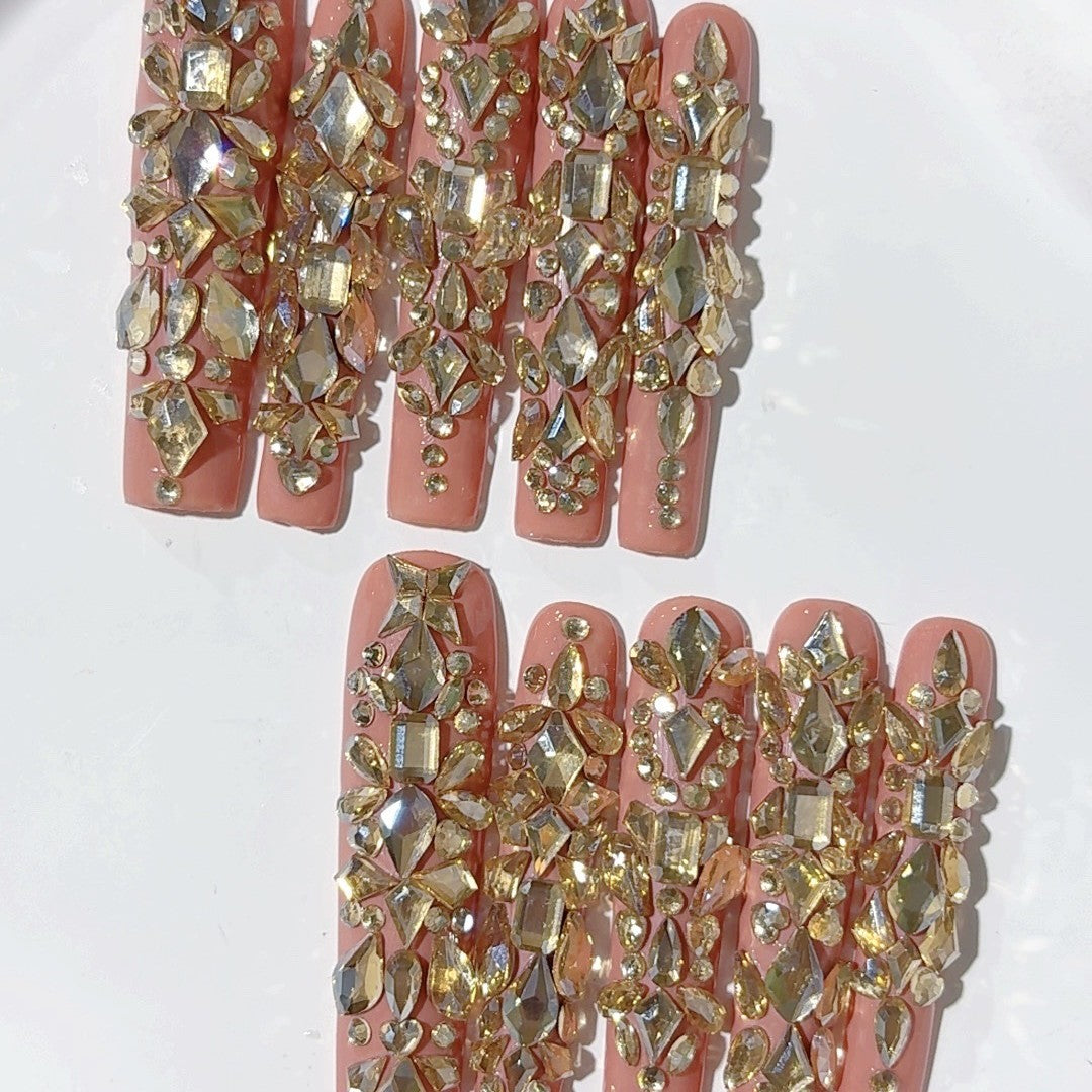 Luxury Blush Crystal Press On Nails – Image 4