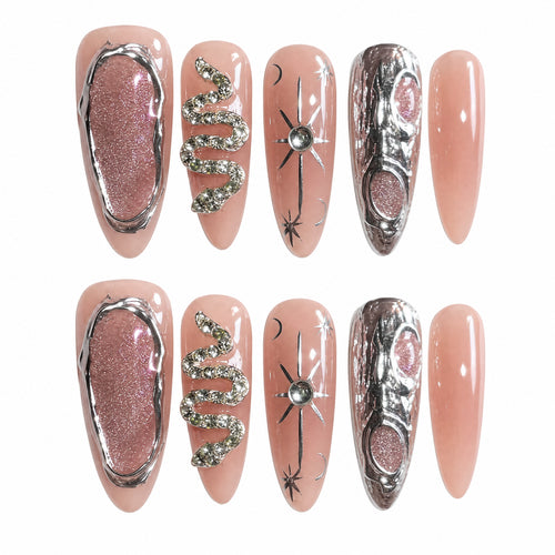 Blush Cat-Eye by Gattina, luxury hand-crafted press-on nails