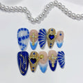 Royal Sapphire: "Ocean Crown" – Almond Press-Ons – Image 2