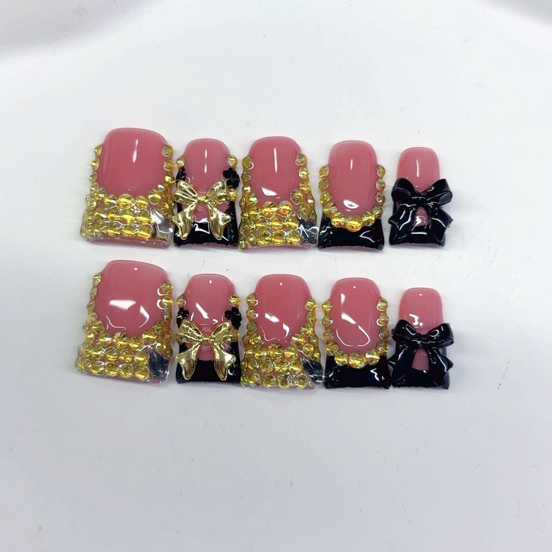 Royal Gala: "Crimson Bow" – Short Square Press-Ons – Image 2