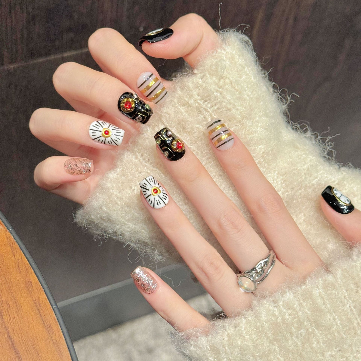 Midnight Hour by Gattina, luxury hand-crafted press-on nails