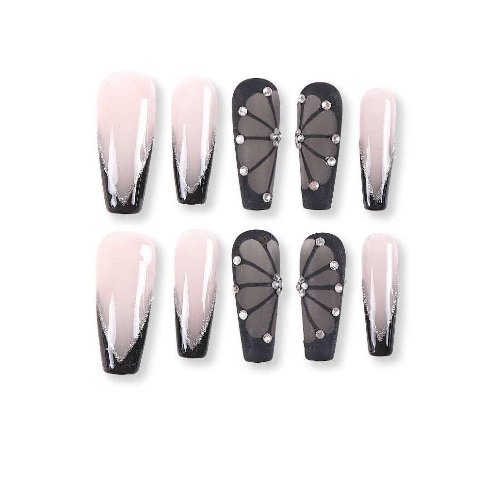 Midnight Veil by Gattina, luxury hand-crafted press-on nails