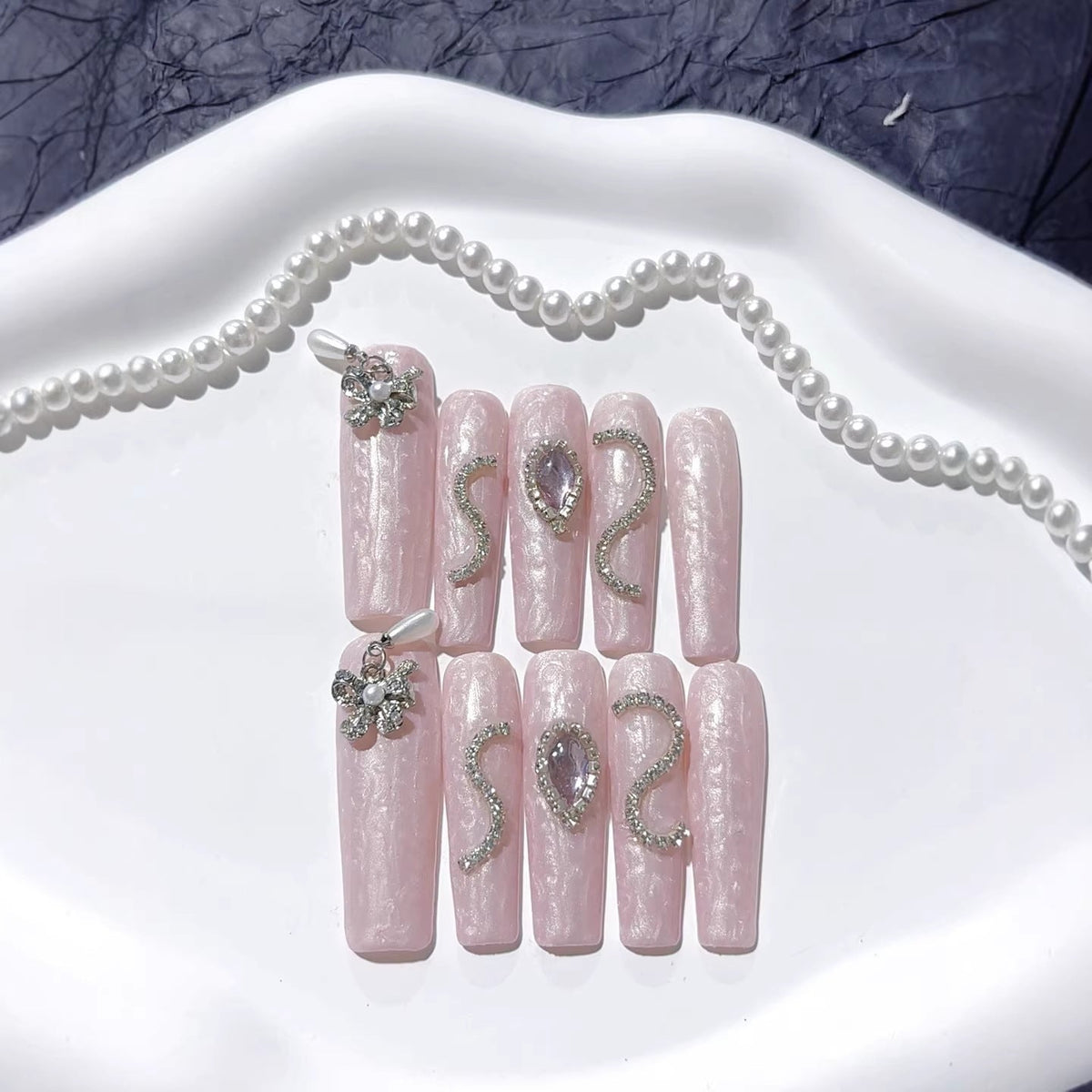 Pink Serpent: "Snake Spell" – Extra Long Square Press-On Nails – Image 2