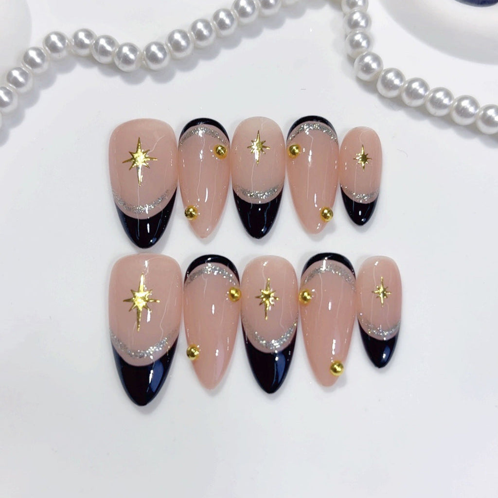 Celestial Noir by Gattina, luxury hand-crafted press-on nails