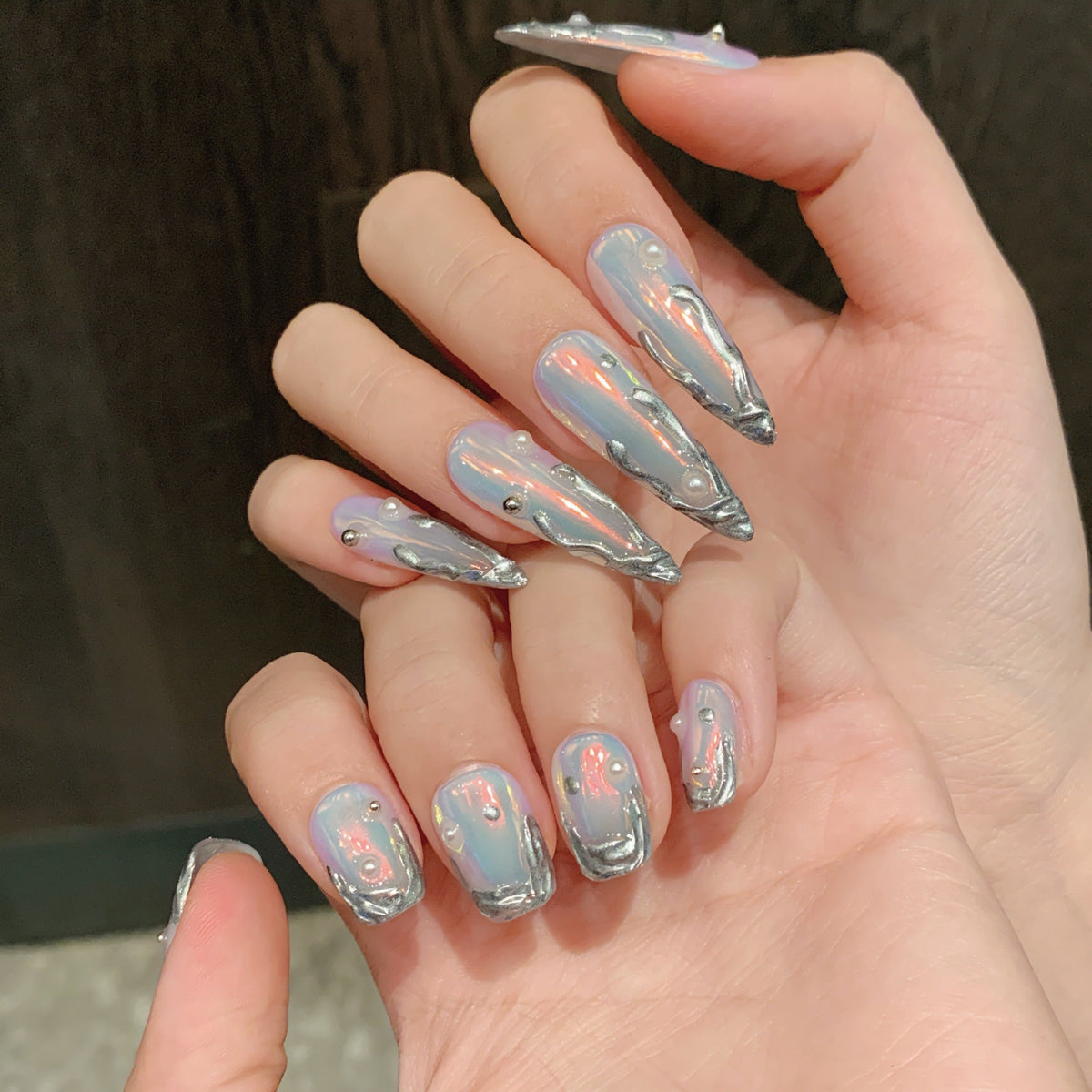 Opaline by Gattina, luxury hand-crafted press-on nails