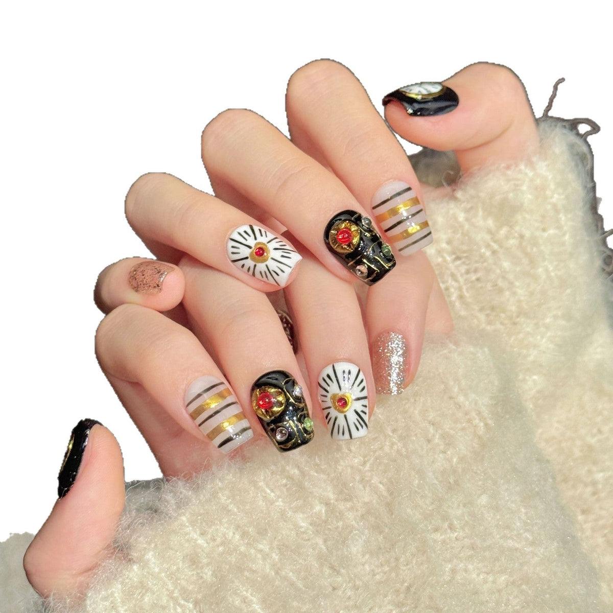 Midnight Hour by Gattina, luxury hand-crafted press-on nails