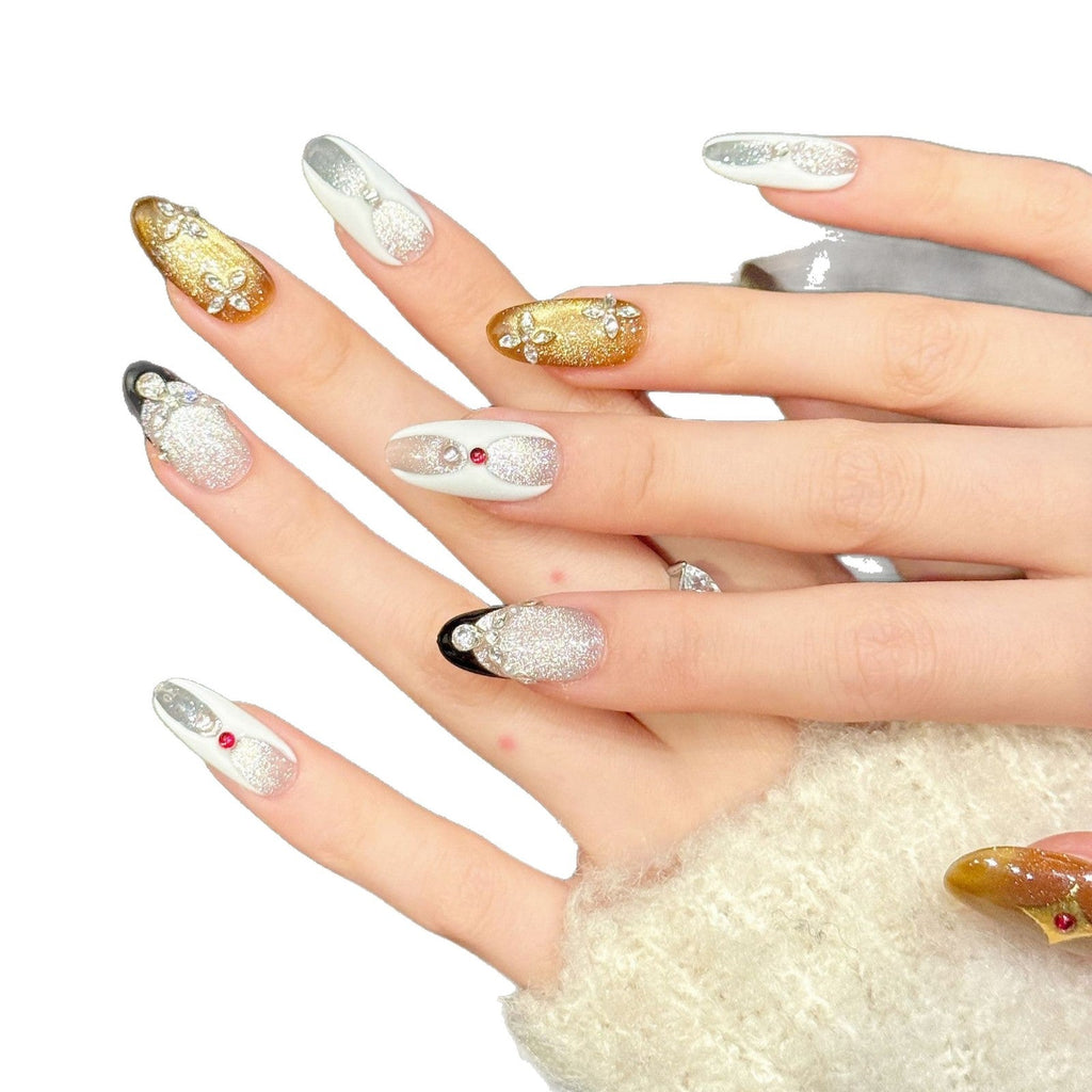 Golden Sphinx by Gattina, luxury hand-crafted press-on nails