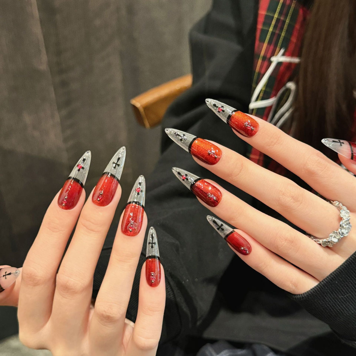 Bride of Dracula by Gattina, luxury hand-crafted press-on nails