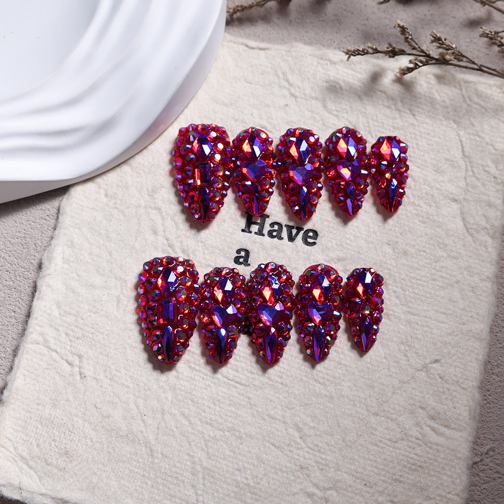 Ruby Red Crystal Stiletto Press-On Nails