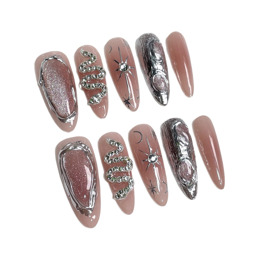 Blush Cat-Eye by Gattina, luxury hand-crafted press-on nails