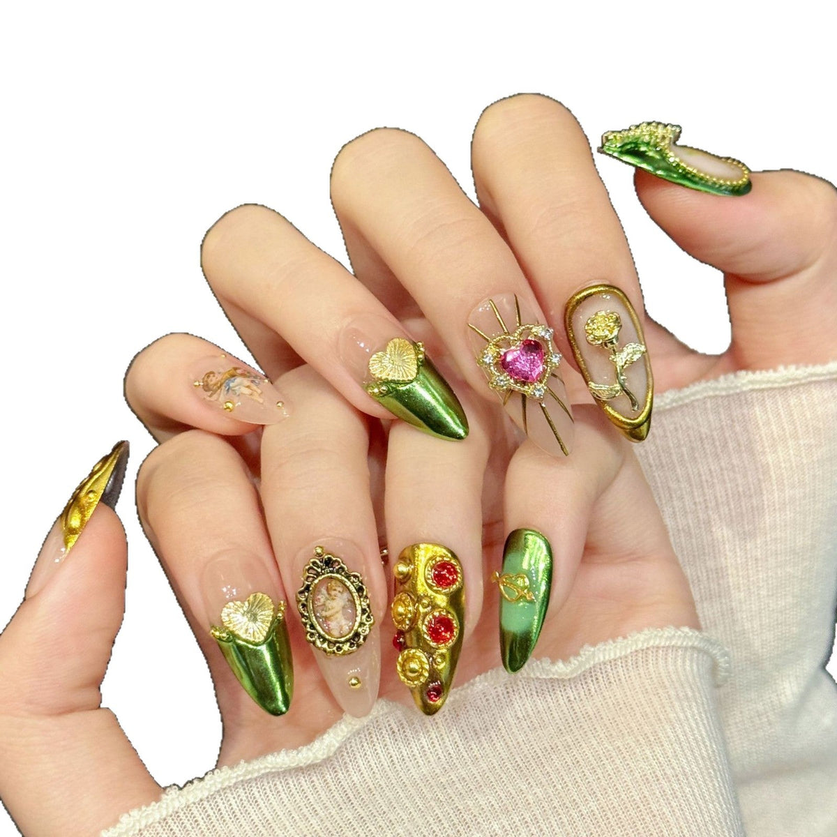 Baroque Dream by Gattina, luxury hand-crafted press-on nails