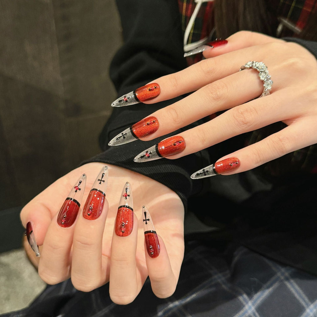 Bride of Dracula by Gattina, luxury hand-crafted press-on nails