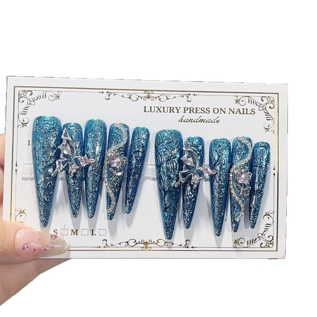 Blue Fairy by Gattina, luxury hand-crafted press-on nails