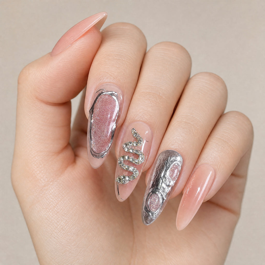 Blush Cat-Eye by Gattina, luxury hand-crafted press-on nails