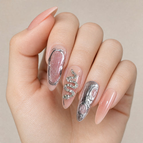 Blush Cat-Eye by Gattina, luxury hand-crafted press-on nails