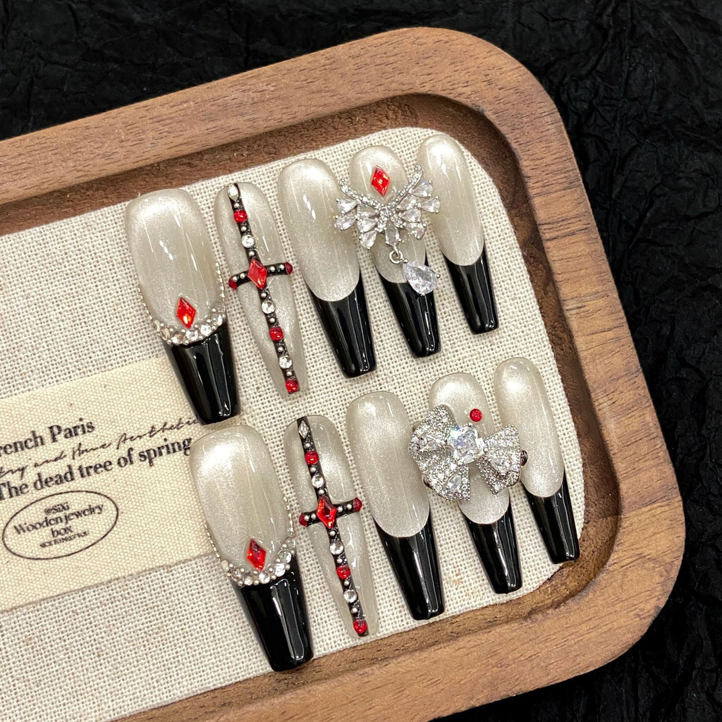 Deadly Darling by Gattina, luxury hand-crafted press-on nails