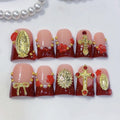 Sacred Grace: "Divine Crimson" – Short Square Press-On Nails – Image 2